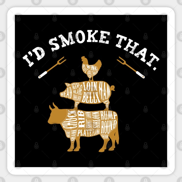 I'd Smoke That Funny Cow Chicken Pig Grilling Sticker by figandlilyco